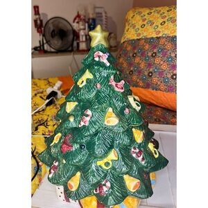 Christmas tree and salt and pepper set ceramic original box Santa